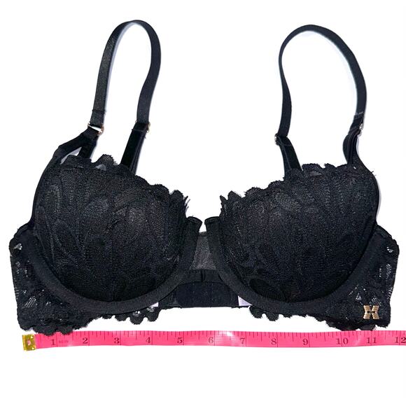 Savage x Fenty Black Lace Not Sorry Lightly Lined Balconette Bra Size 32C - Picture 15 of 15
